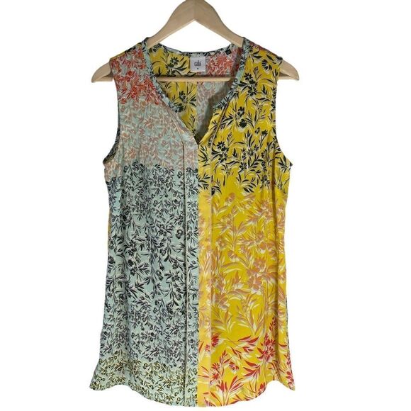 CAbi Golden Glow Floral Multi-Print Sleeveless Top Style 5547 Sz M - Picture 2 of 7